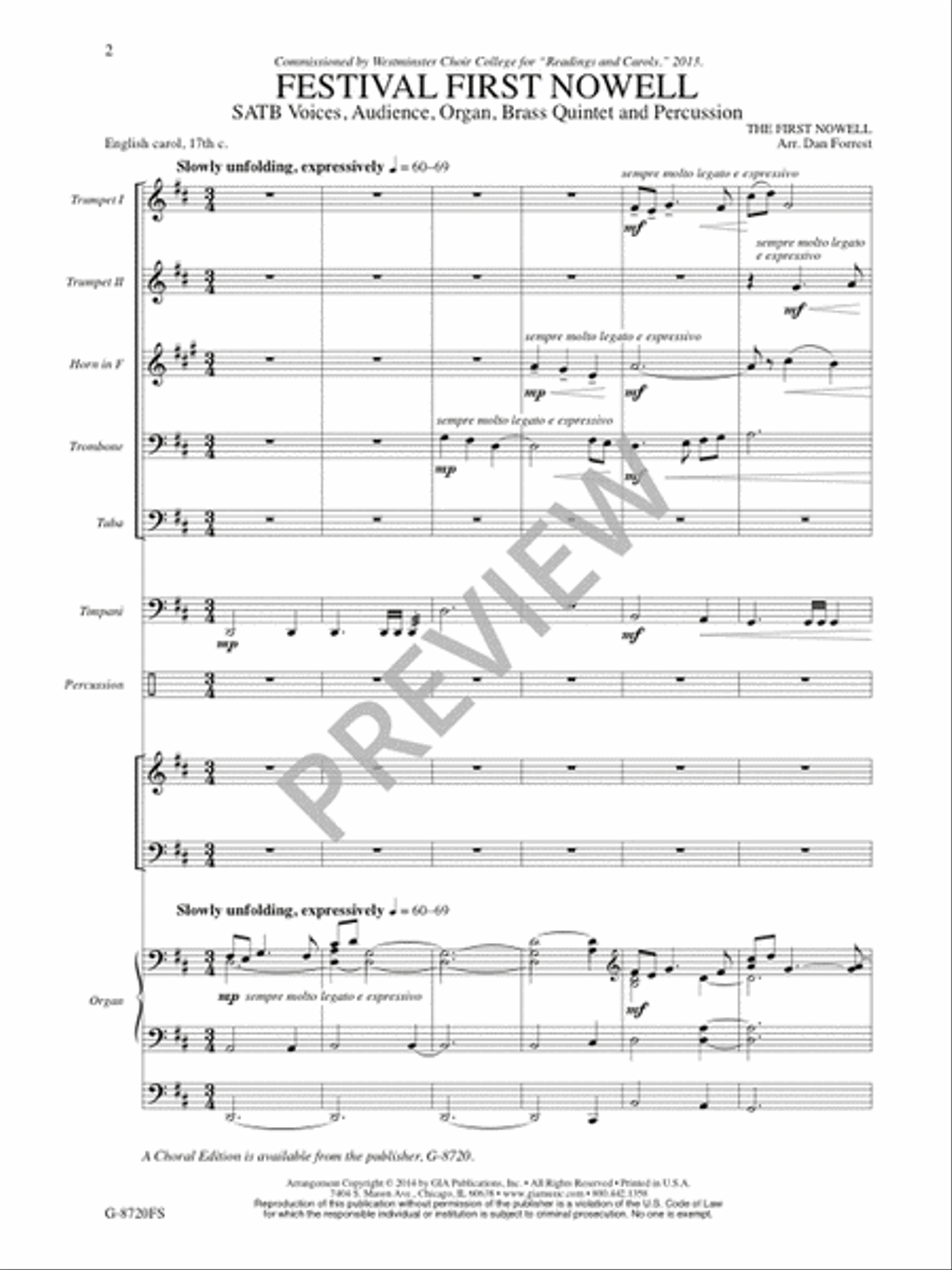 Festival First Nowell - Full Score and Parts 4-Part scores gallery preview page 3