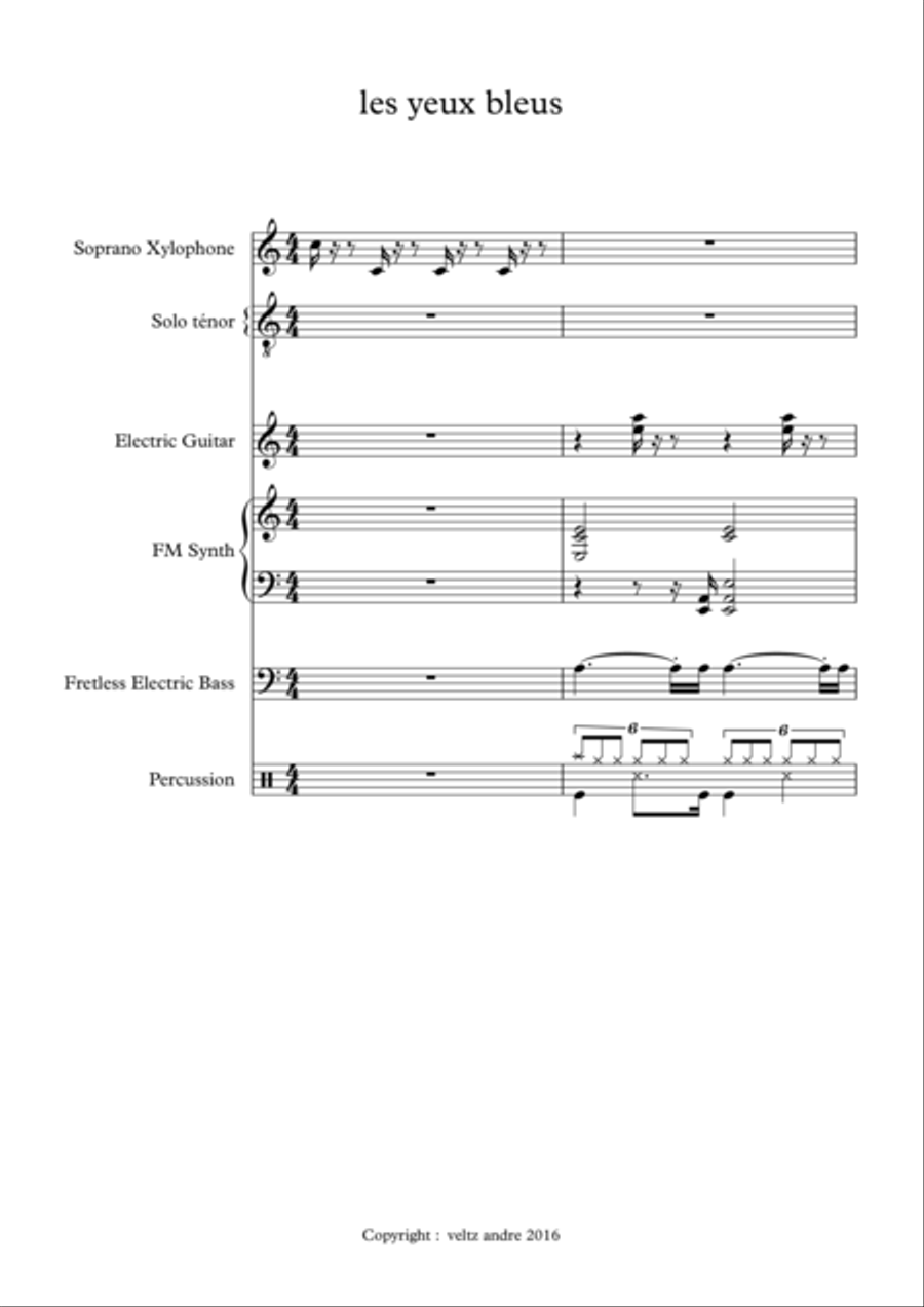 les yeux bleus Jazz Ensemble scores gallery preview page 1
