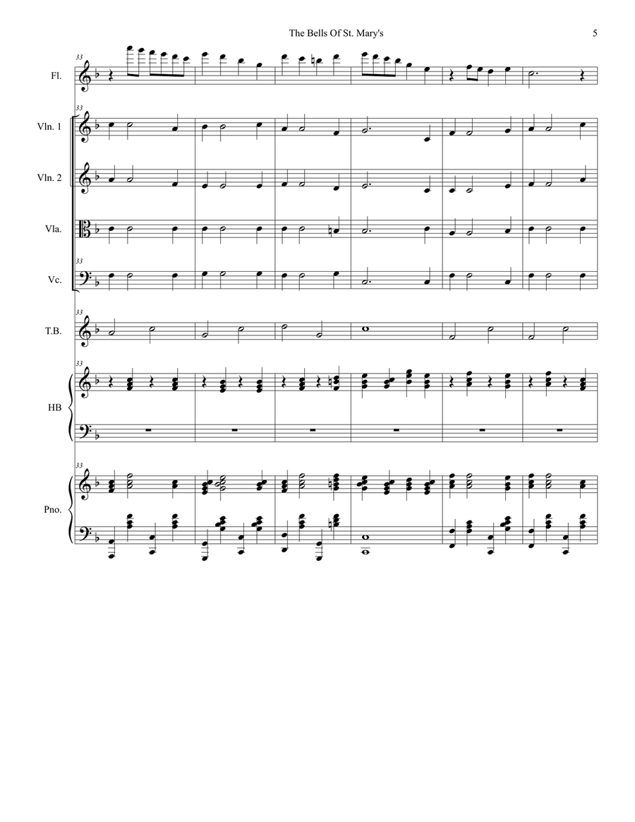 The Bells of St. Mary's (for String Quartet and Piano) String Quartet scores gallery preview page 6