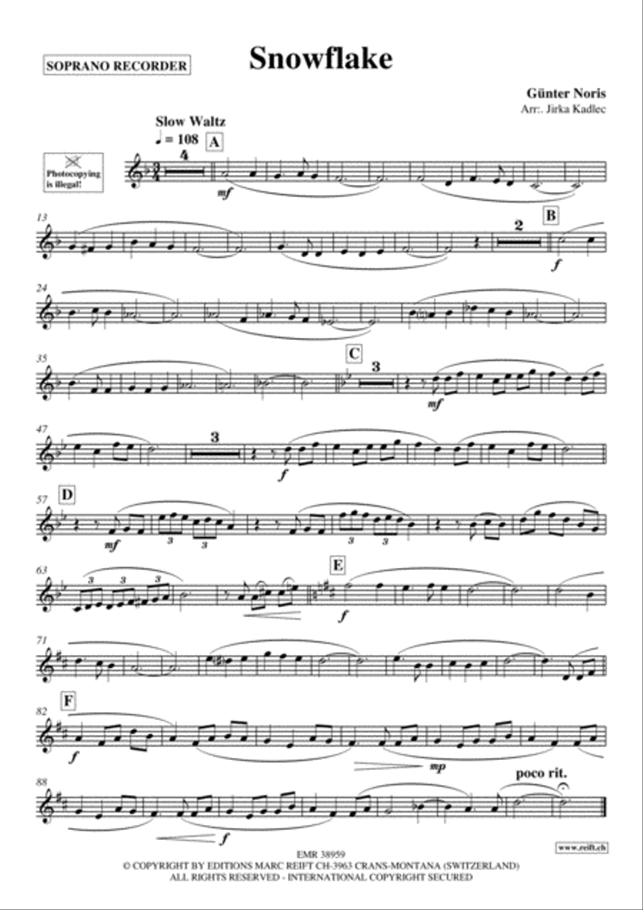 Snowflake Soprano Recorder scores gallery preview page 2