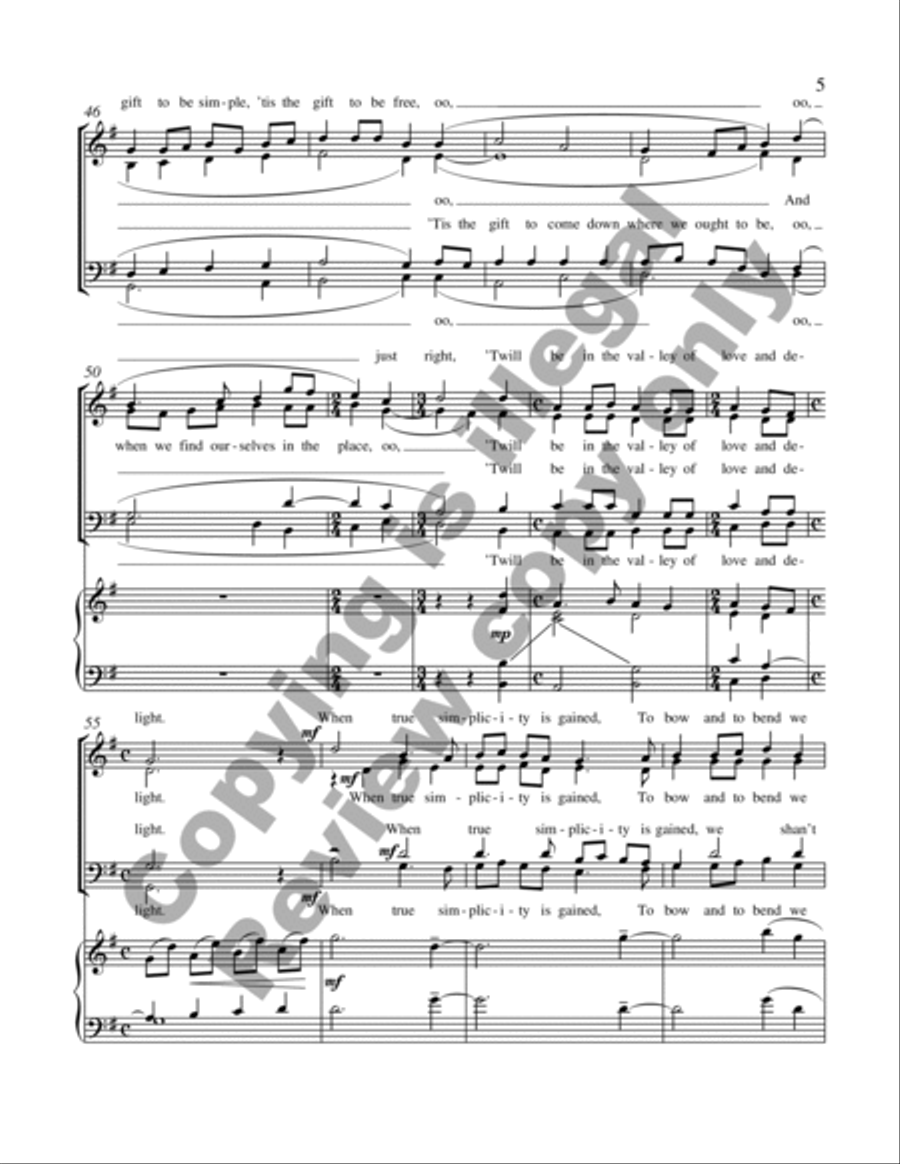 Simple Gifts 4-Part scores gallery preview page 12