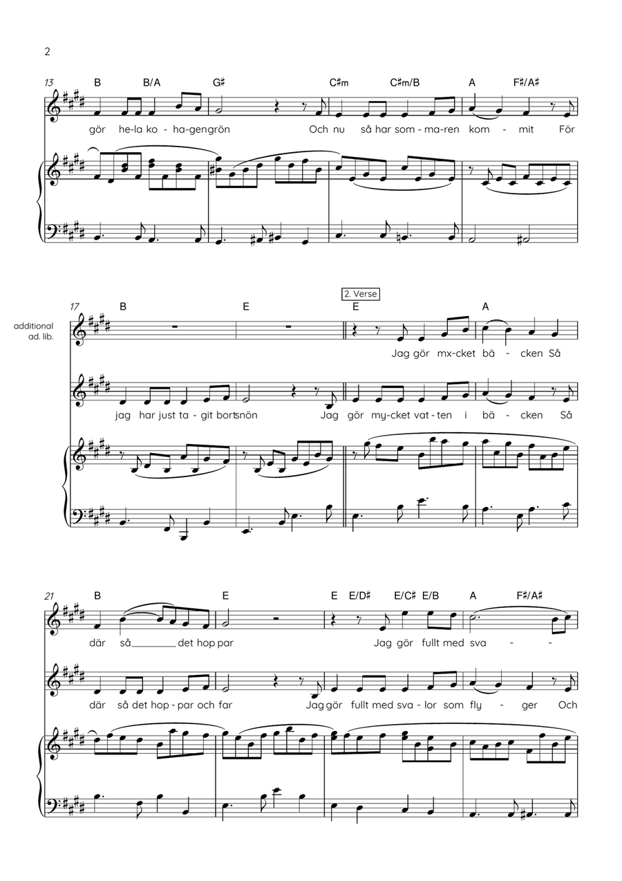Idas Sommarvisa Piano, Vocal, Guitar scores gallery preview page 2