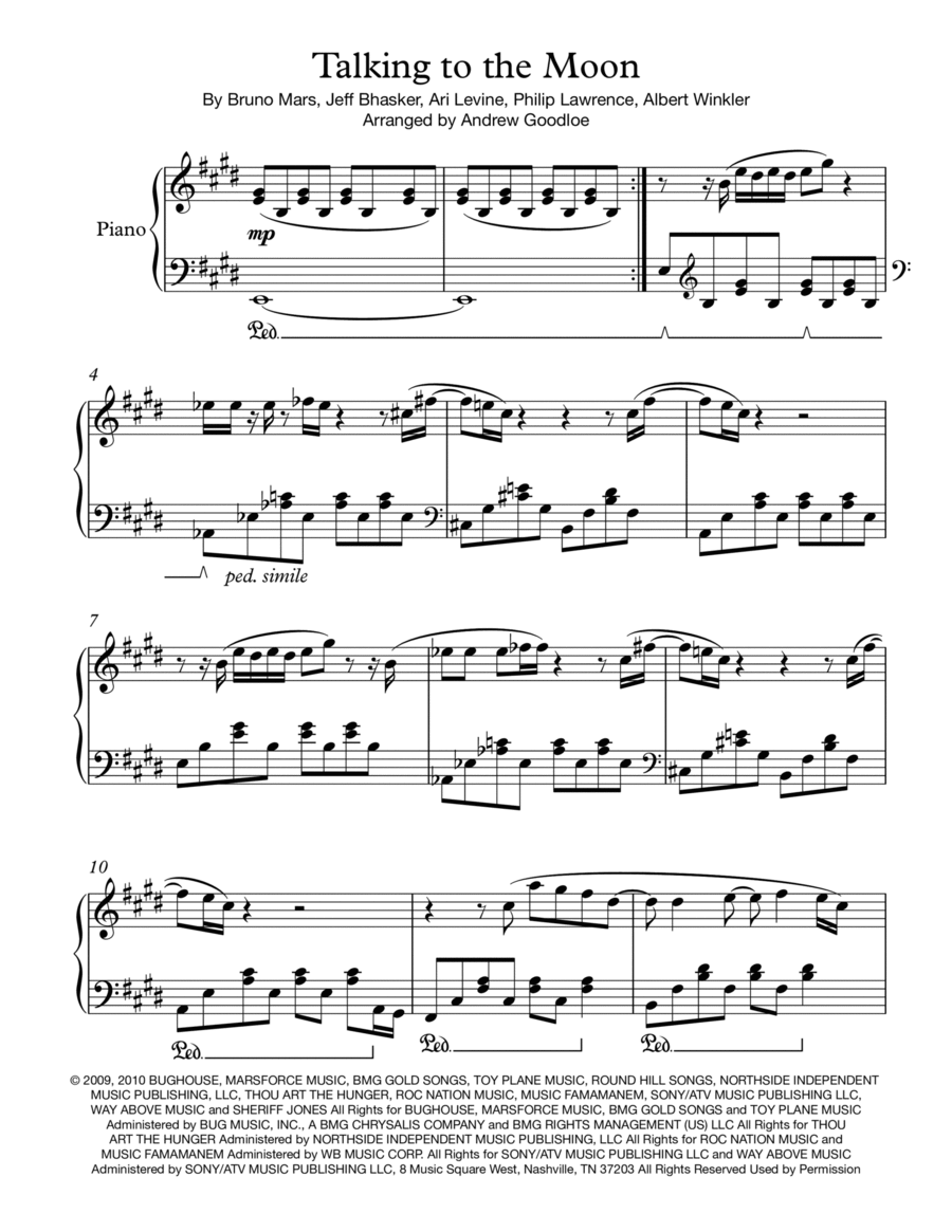 Talking To The Moon Piano Solo scores gallery preview page 1
