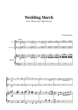 Book cover for Felix Mendelssohn - Wedding March From Midsummer Night's Dream for Oboe, Cello and Piano