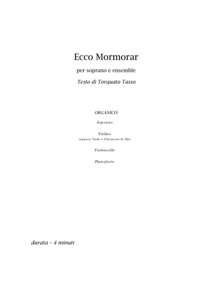 Fabrizio Festa: ECCO MORMORAR L’ONDE (ES-20-025) classical version - Score Only