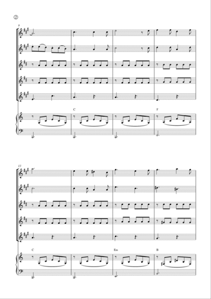 Oh Holy night Saxophone Quintet scores gallery preview page 2