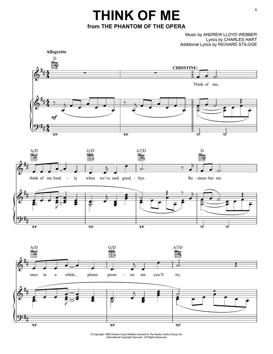 Think Of Me (from The Phantom Of The Opera) Guitar scores gallery preview page 1