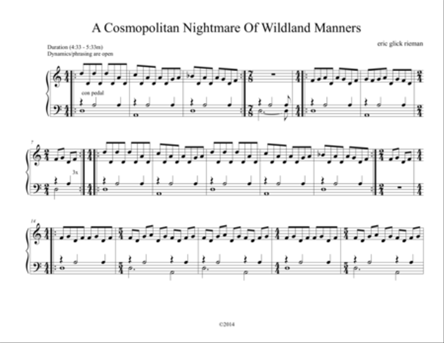 A Cosmopolitan Nightmare of Wildland Manners Piano Solo scores gallery preview page 1