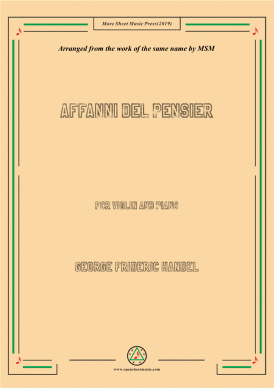 Handel-Affanni del pensier,for Violin and Piano Violin Solo scores gallery preview page 1