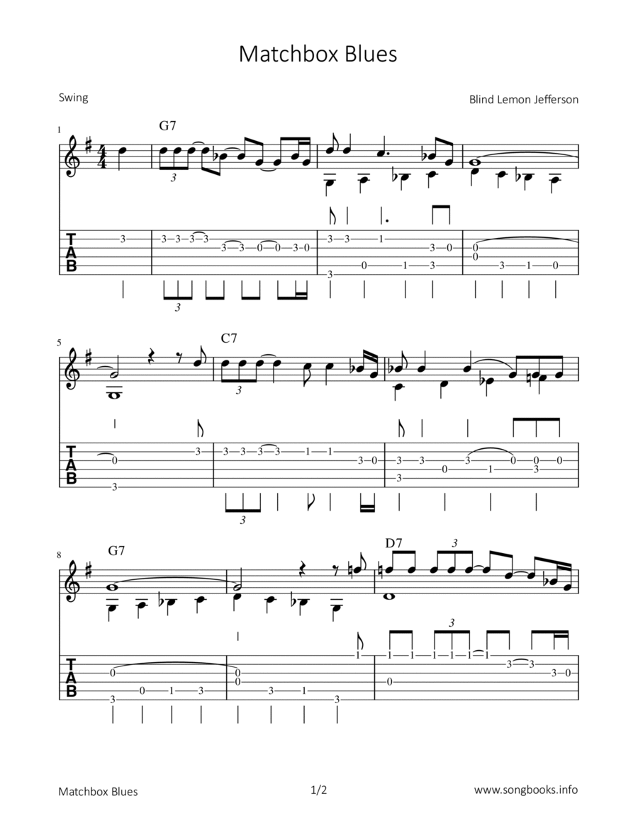 Matchbox Blues Acoustic Guitar scores gallery preview page 1