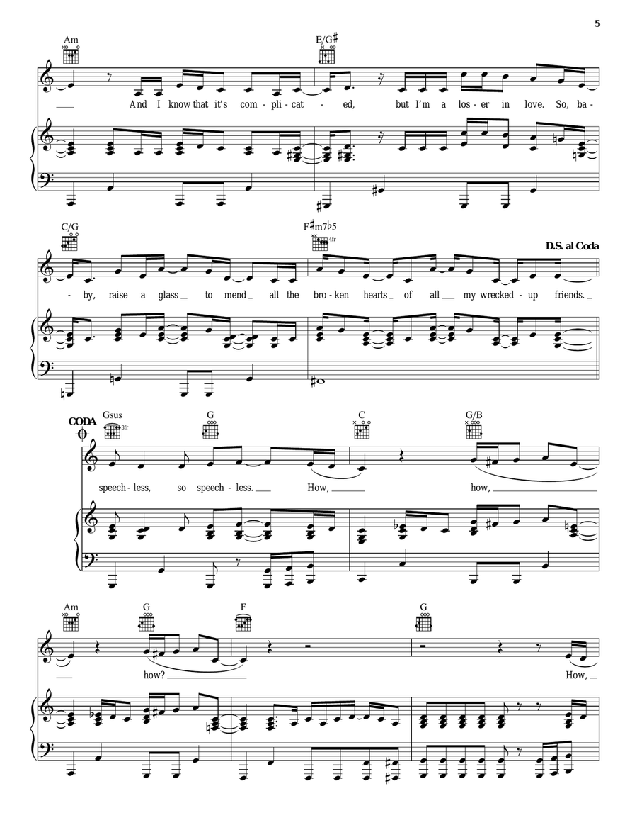 Speechless Piano, Vocal, Guitar scores gallery preview page 5