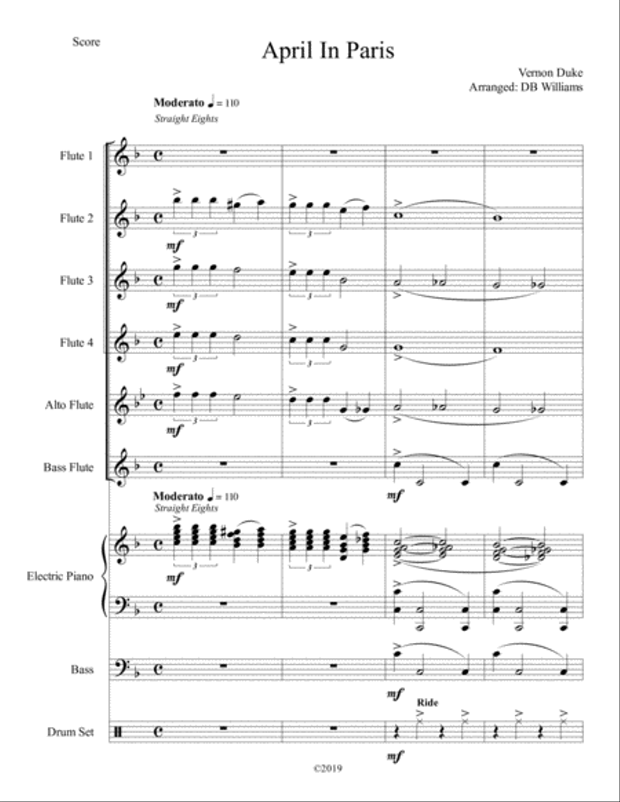 April In Paris Woodwind Ensemble scores gallery preview page 1