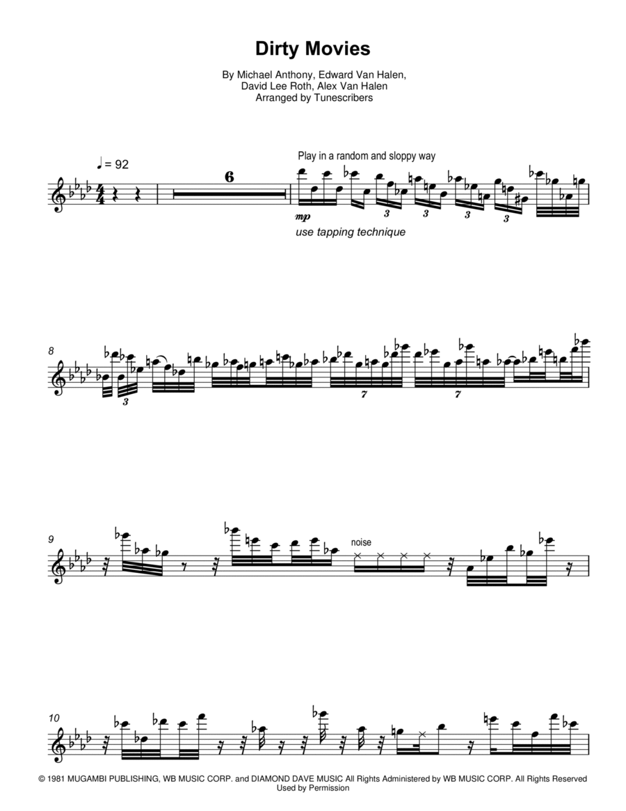 Dirty Movies Guitar Solo scores gallery preview page 1