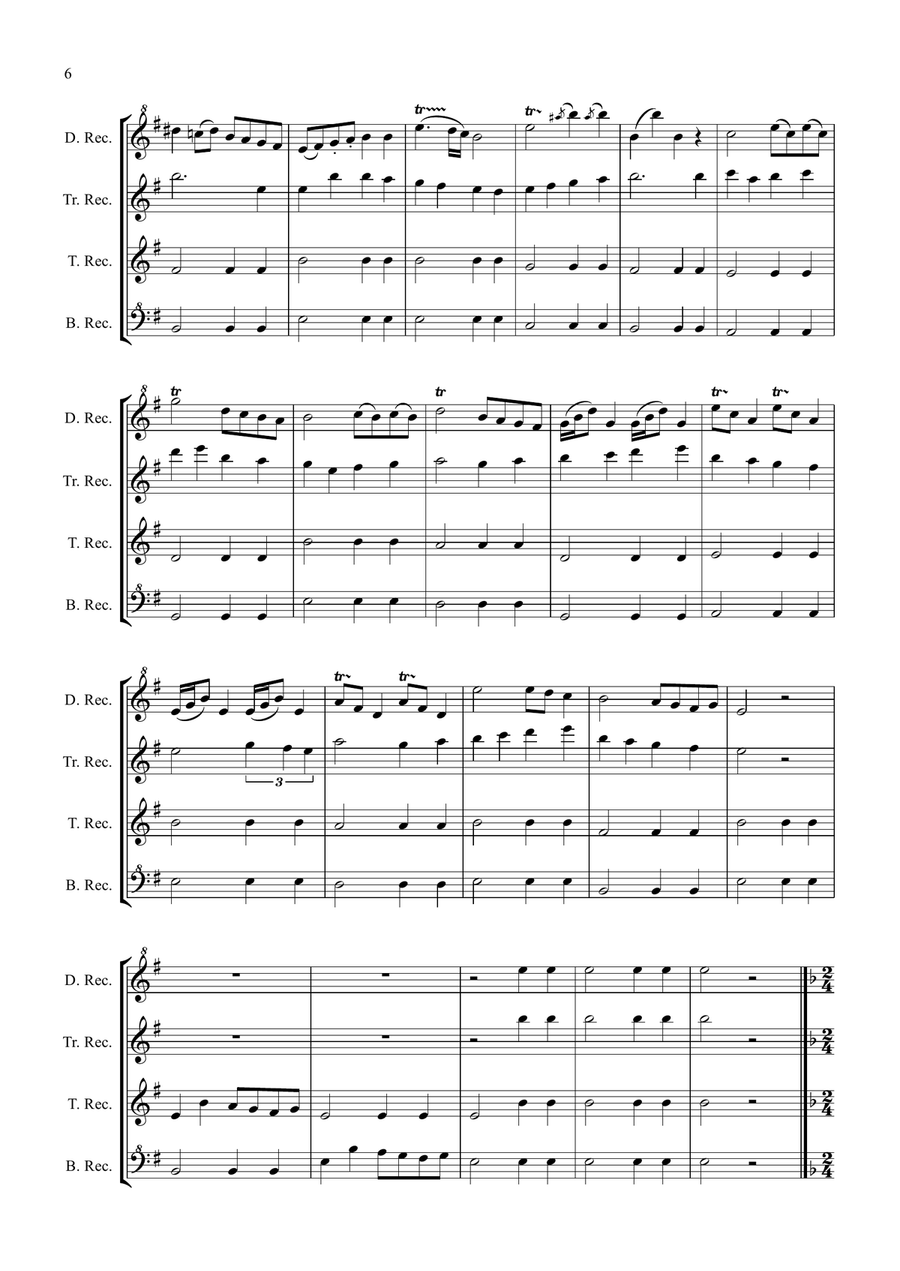 Christmas Carols for Recorder Quartet Recorder scores gallery preview page 6