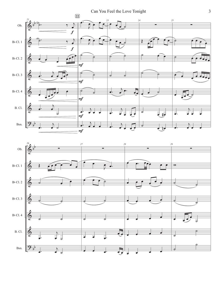 Can You Feel The Love Tonight Woodwind Quintet scores gallery preview page 3