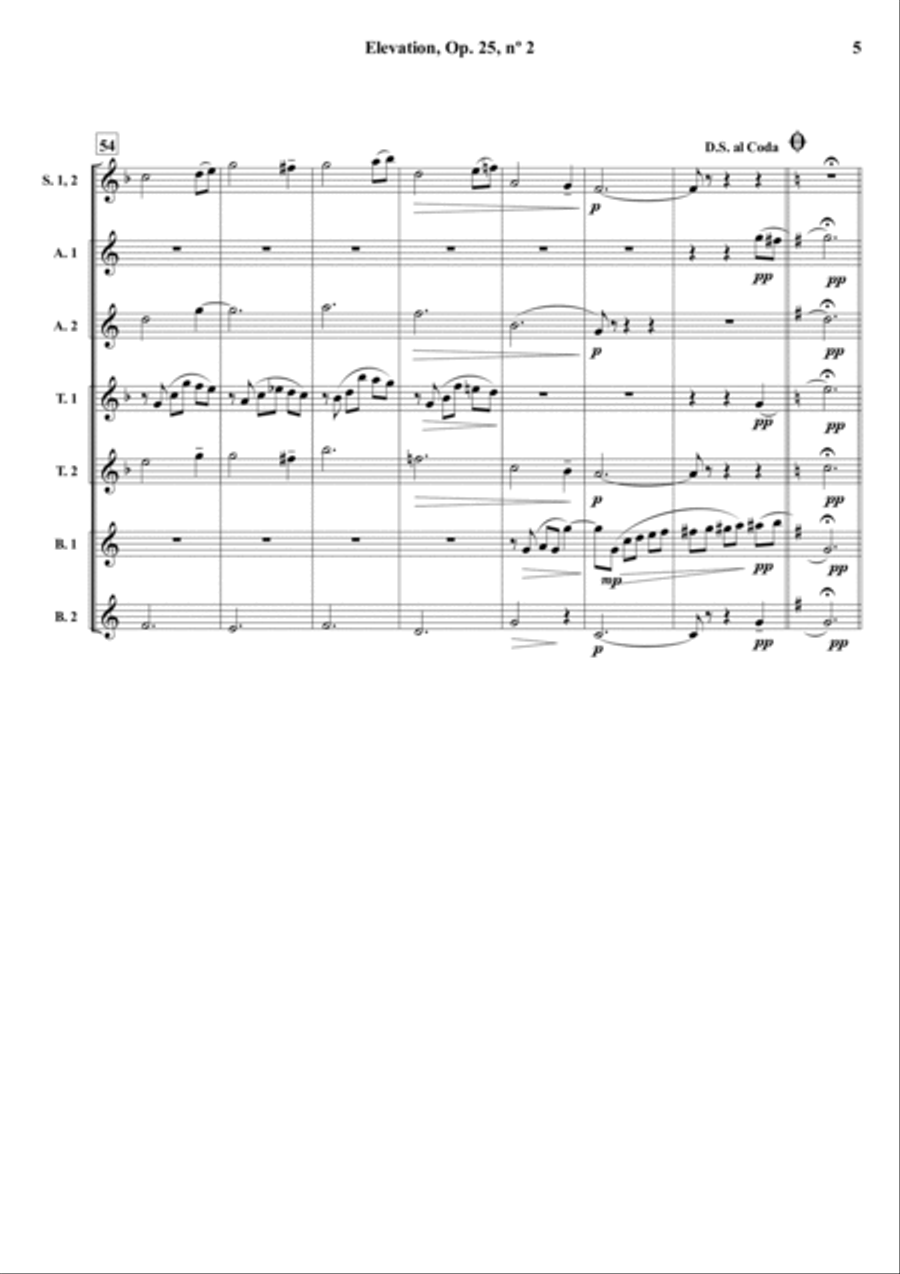 Elevation, Op. 25, nº 2 - For Saxophone Ensemble Woodwind Ensemble scores gallery preview page 6
