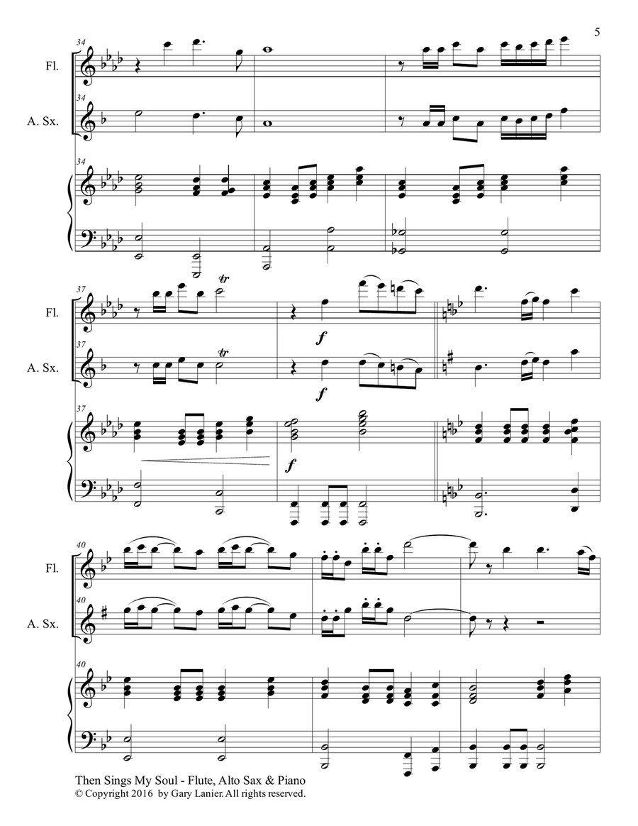 THEN SINGS MY SOUL (Trio – Flute & Alto Sax with Piano and Parts) Woodwind Duet scores gallery preview page 6