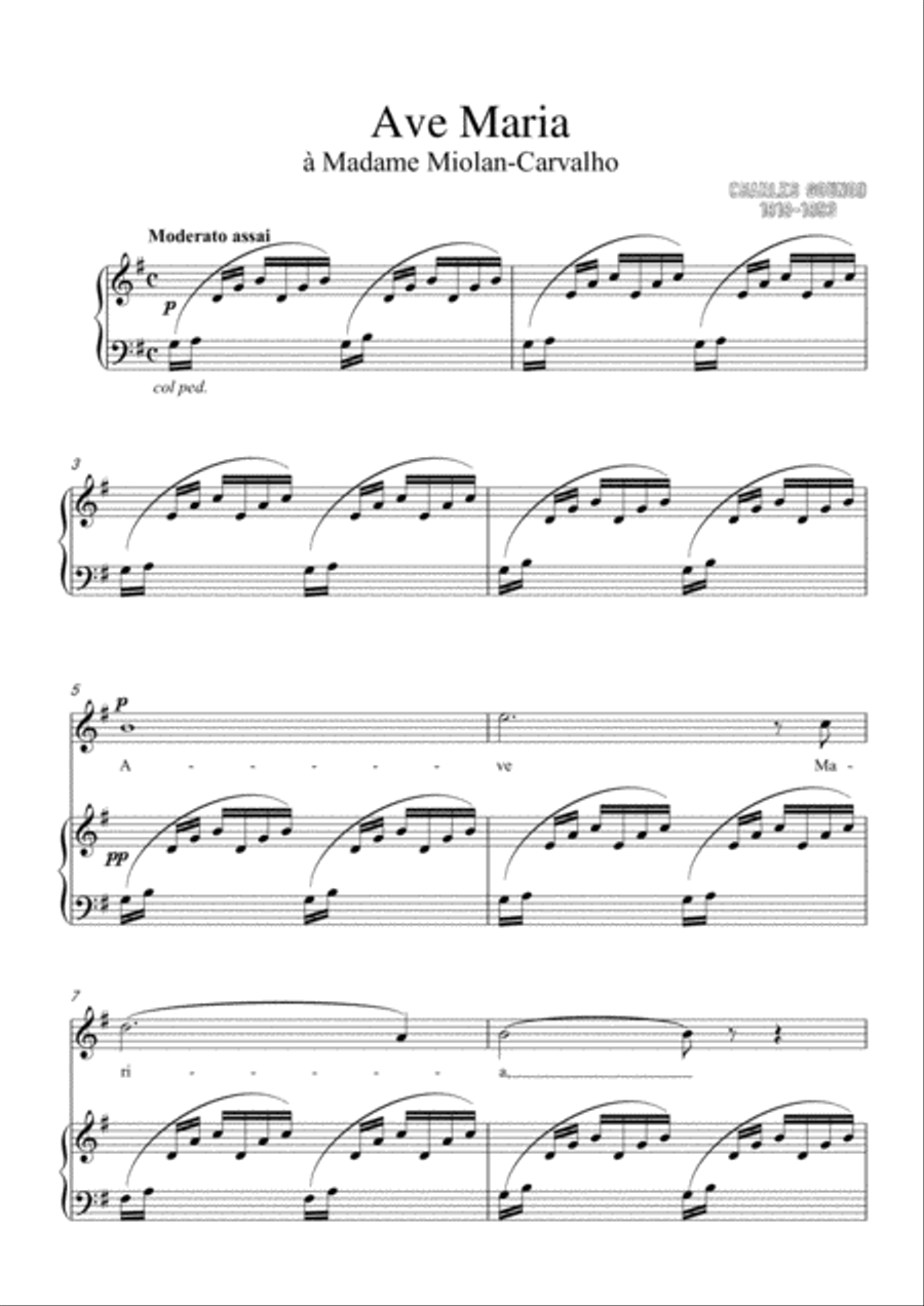 Ave Maria (Bach / Gounod) for Voice and Piano Voice Solo scores gallery preview page 1