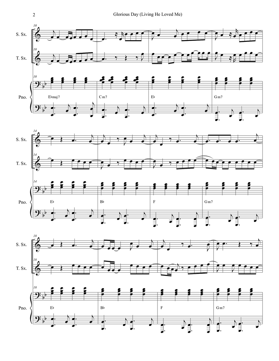 Glorious Day (Living He Loved Me) Woodwind Duet scores gallery preview page 2