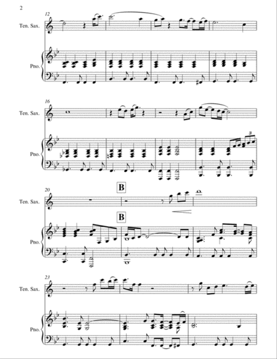 He Ain't Heavy, He's My Brother Tenor Saxophone scores gallery preview page 2