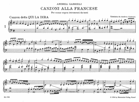 Canzoni alla francese for Organ or Harpsichord