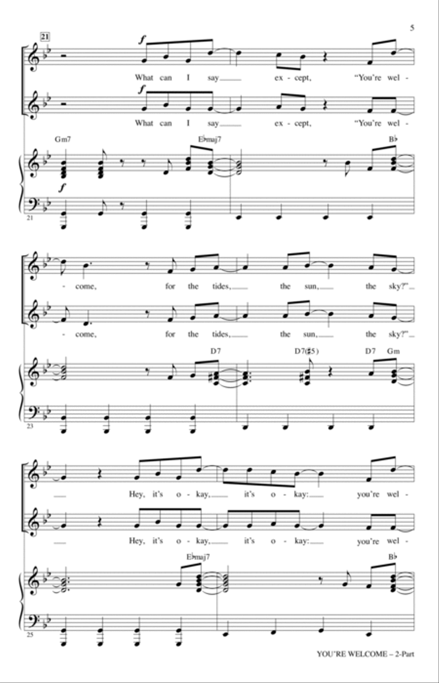 You're Welcome (from Moana) (arr. Mark Brymer) 2-Part scores gallery preview page 4