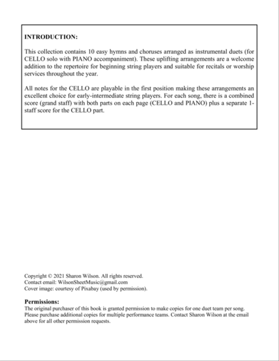 Hymns and Choruses (A Collection of 10 Easy Cello Solos with Piano Accompaniment) Piano scores gallery preview page 3