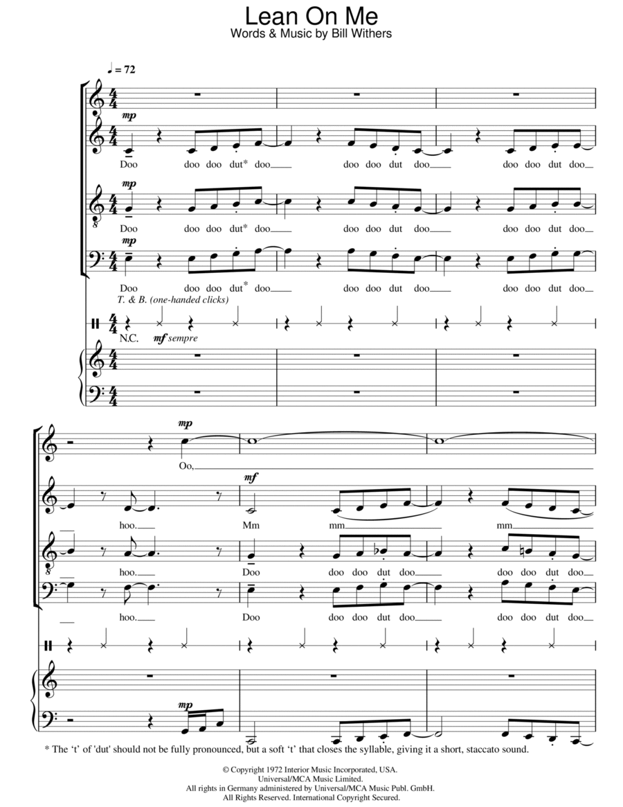Lean On Me 4-Part scores gallery preview page 1