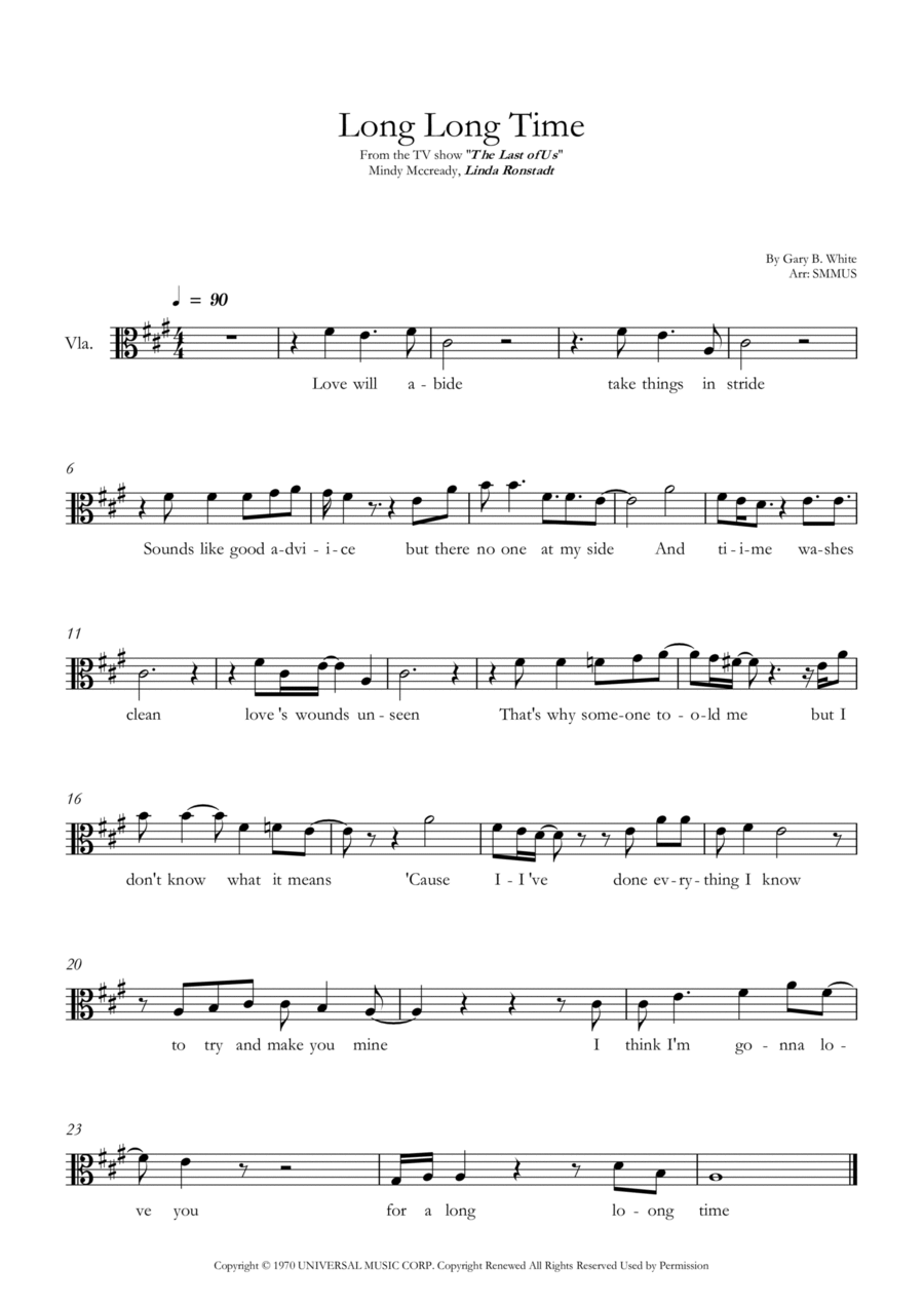 Long Long Time Viola Solo scores gallery preview page 1
