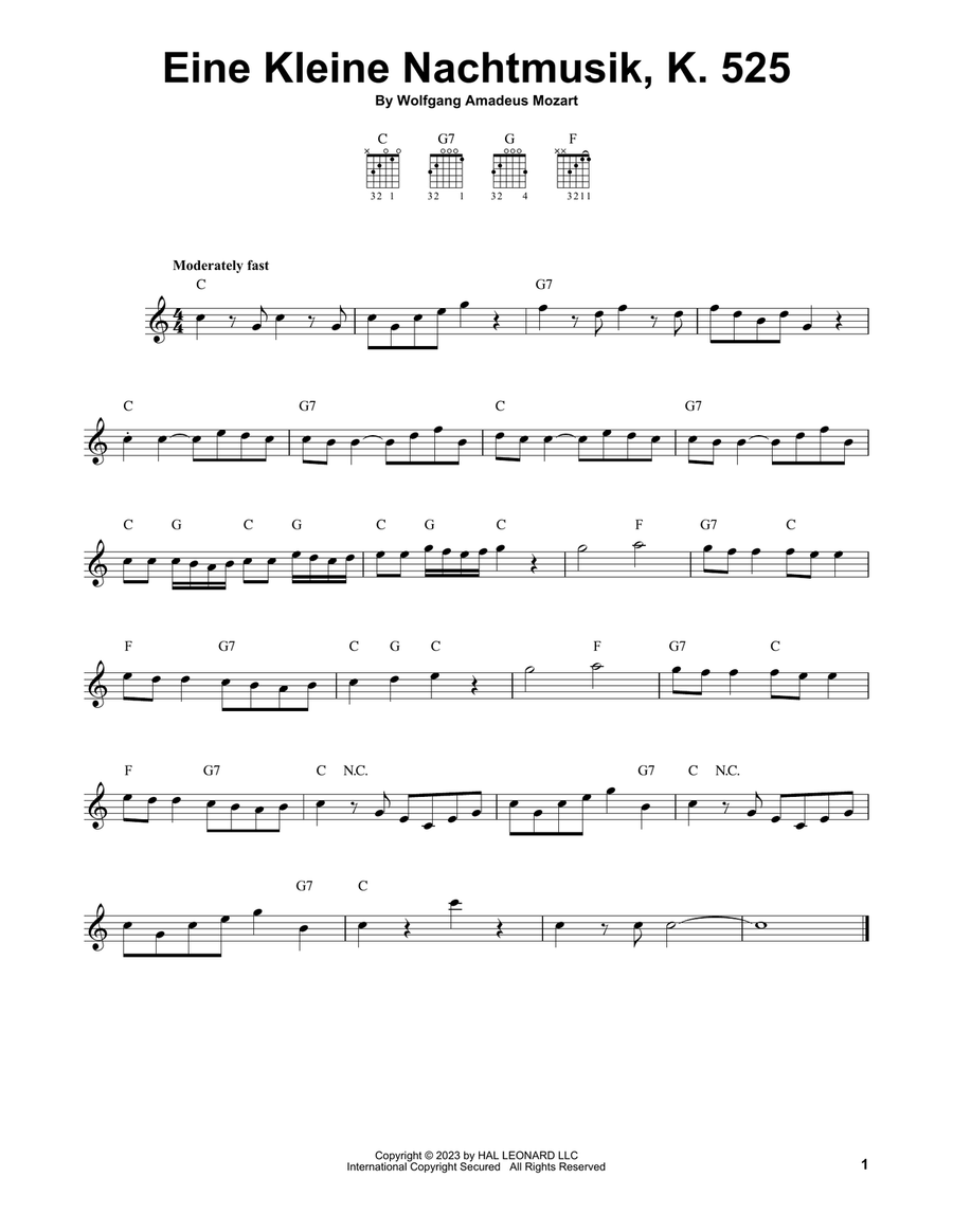Eine Kleine Nachtmusik, K. 525 Acoustic Guitar scores gallery preview page 1