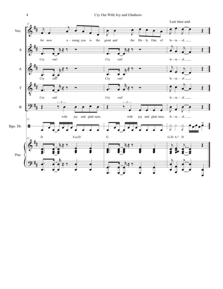 Cry Out With Joy And Gladness (Vocal solo with SATB) image number null
