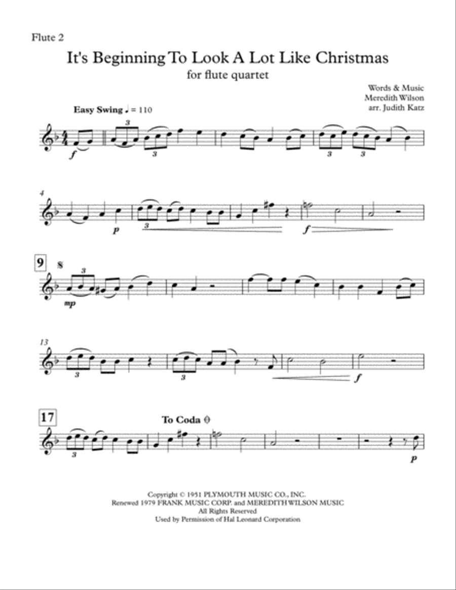 It's Beginning To Look Like Christmas Flute Quartet scores gallery preview page 6
