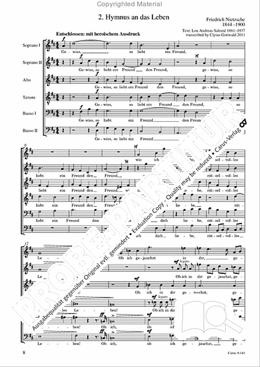 Nietzsche / Gottwald: Zwei Lieder aus dem Nachlasse Choir scores gallery preview page 9