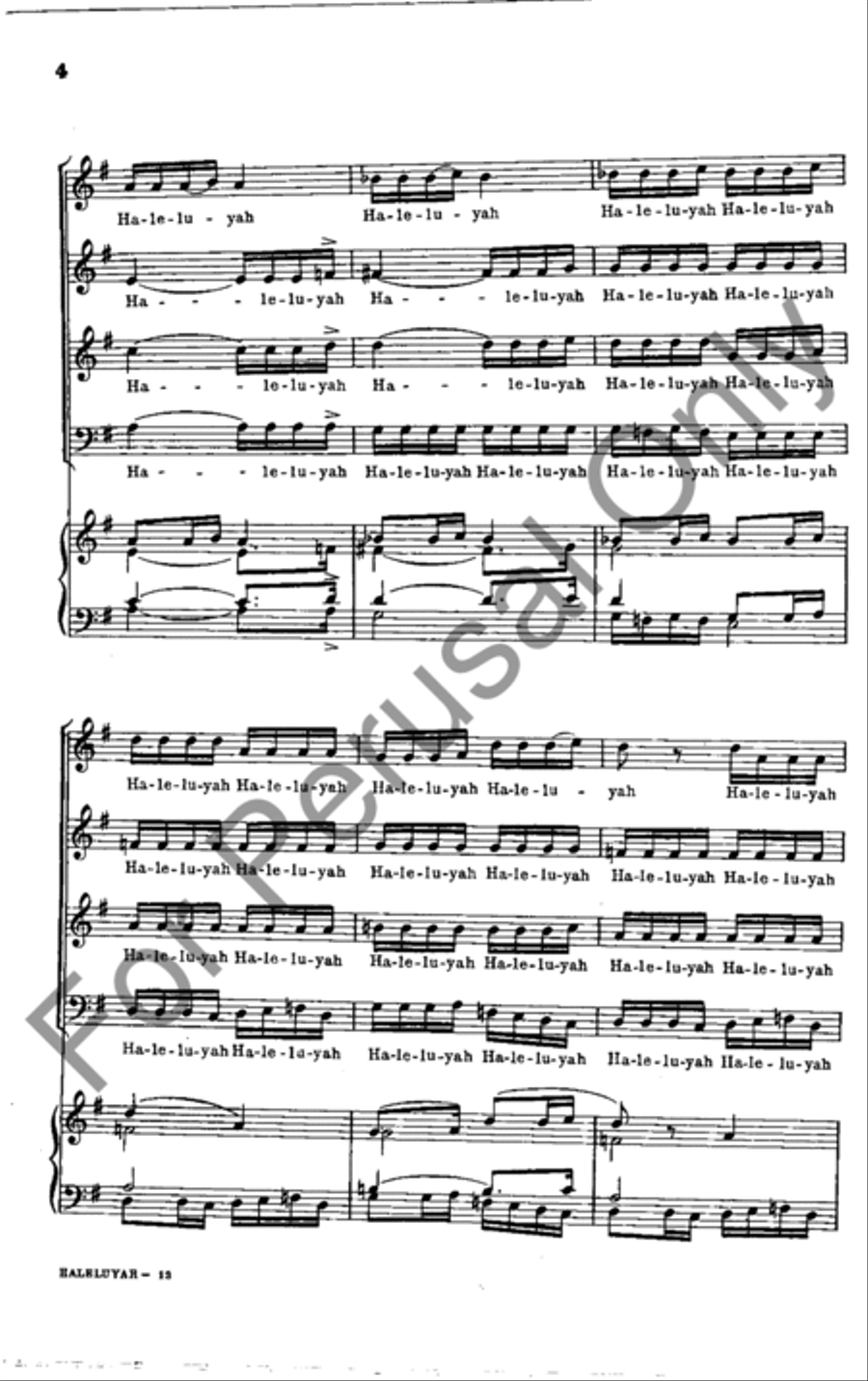 Haleluyah Haleluyah 4-Part scores gallery preview page 4