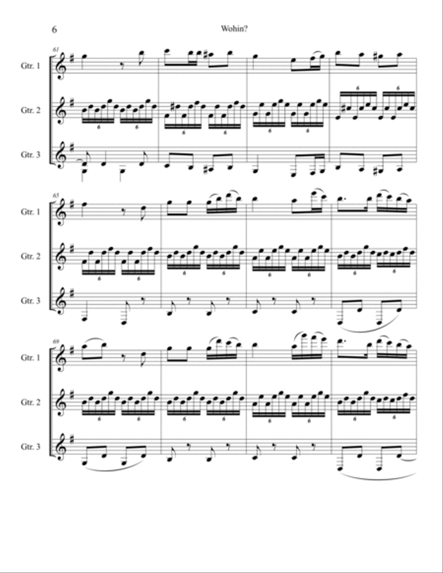 Wohin? Guitar Ensemble scores gallery preview page 6