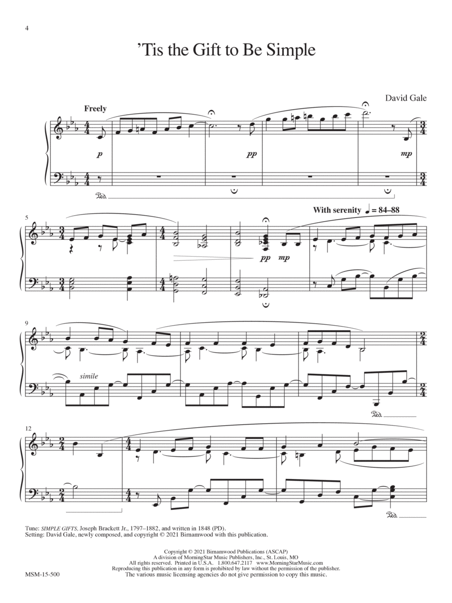 Tis the Gift to Be Simple Piano Solo scores gallery preview page 1