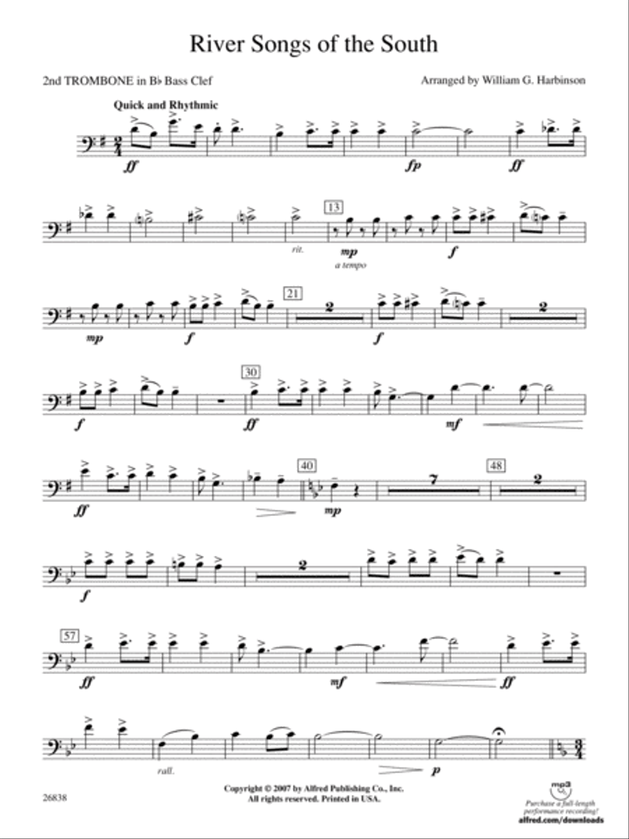 River Songs of the South: (World Part) 2nd B-flat Trombone B.C. Concert Band scores gallery preview page 1