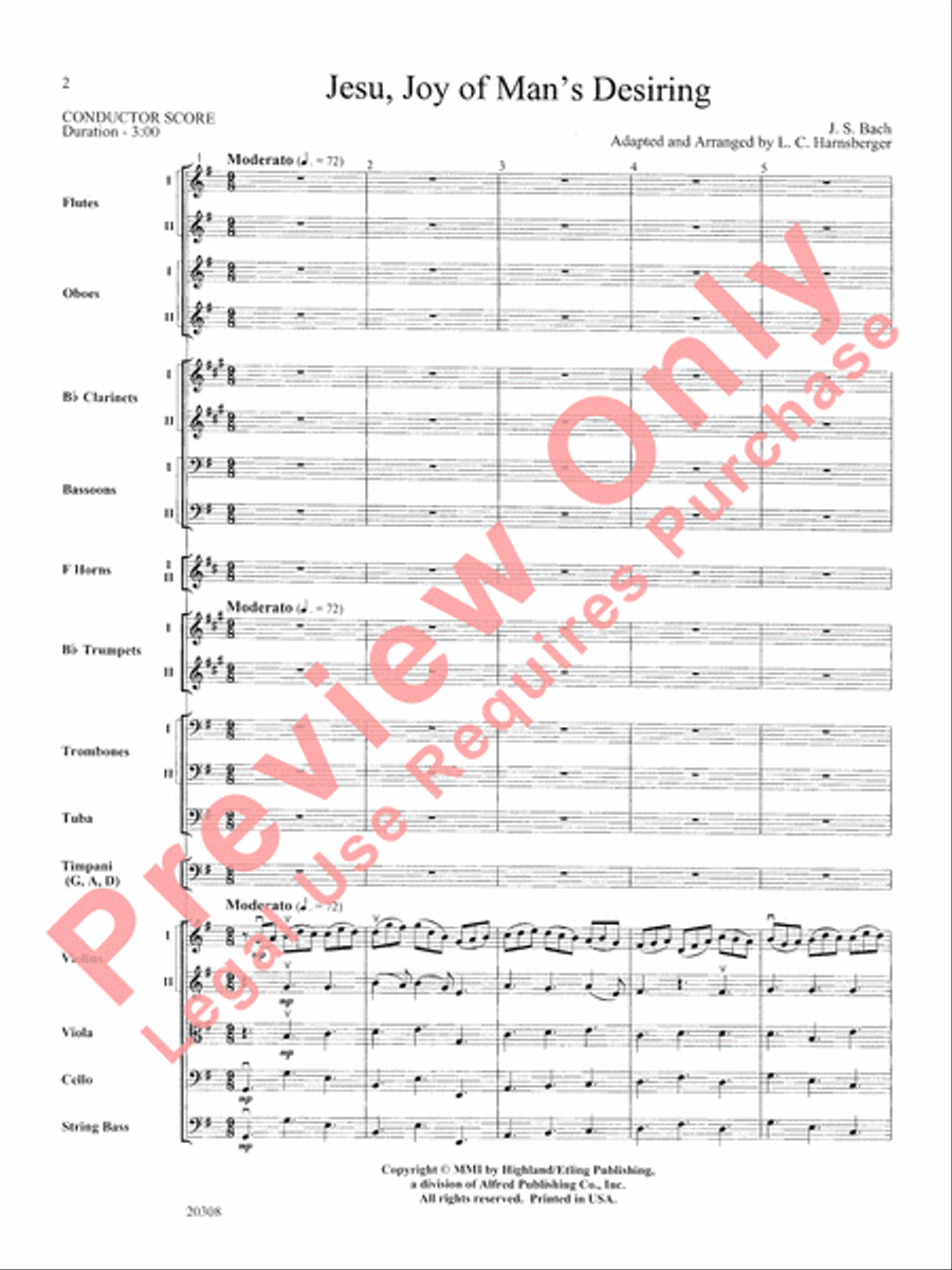 Jesu, Joy of Man's Desiring Full Orchestra scores gallery preview page 3