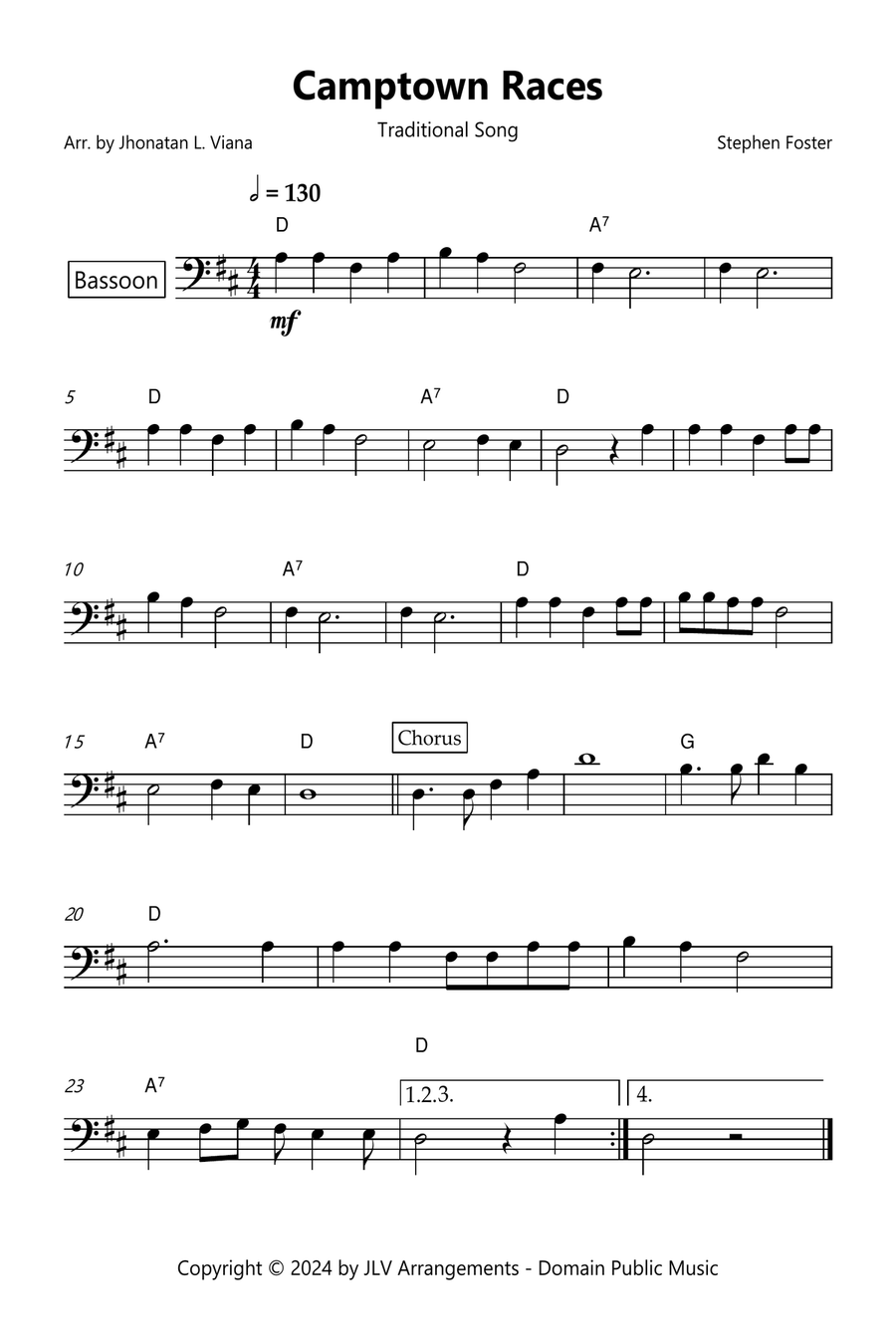 Camptown Races Bassoon Solo scores gallery preview page 1