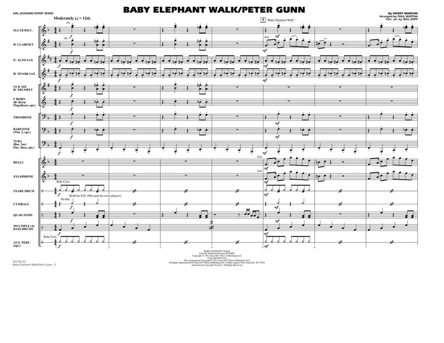 Baby Elephant Walk/Peter Gunn - Full Score Marching Band scores gallery preview page 2