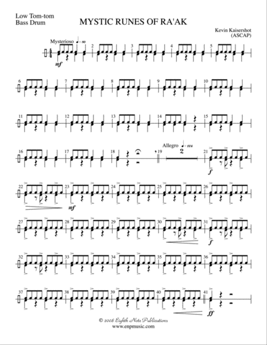 Mystic Runes of Ra’ak: 1st Percussion Concert Band scores gallery preview page 1