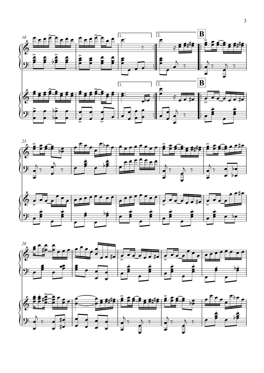 The Entertainer by Scott Joplin, arranged for 2 pianos by Simon Peberdy Piano Duet scores gallery preview page 3