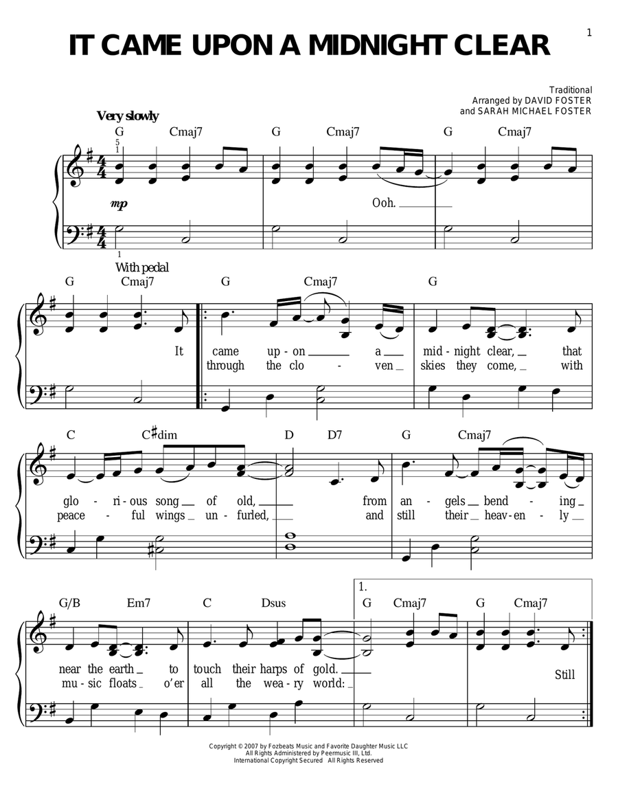 It Came Upon A Midnight Clear Easy Piano scores gallery preview page 1