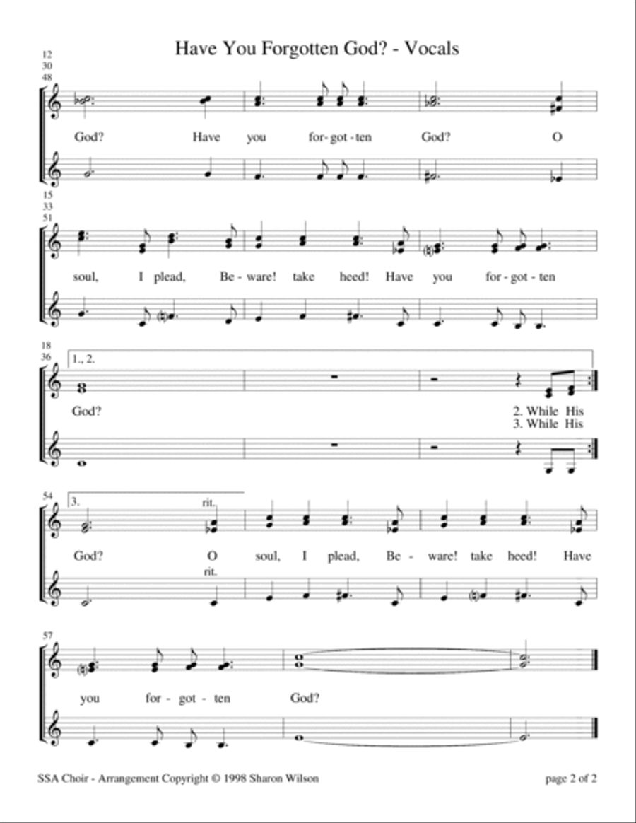 Have You Forgotten God? (for SSA or 3-Part Choir with Piano Accompaniment) SSA scores gallery preview page 2