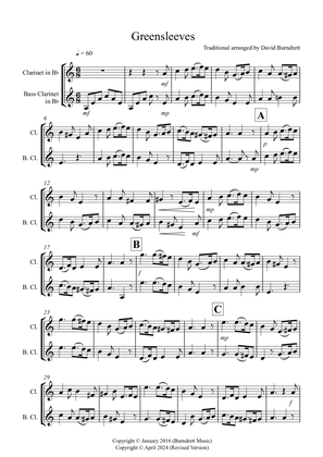 Greensleeves for Clarinet and Bass Clarinet Duet