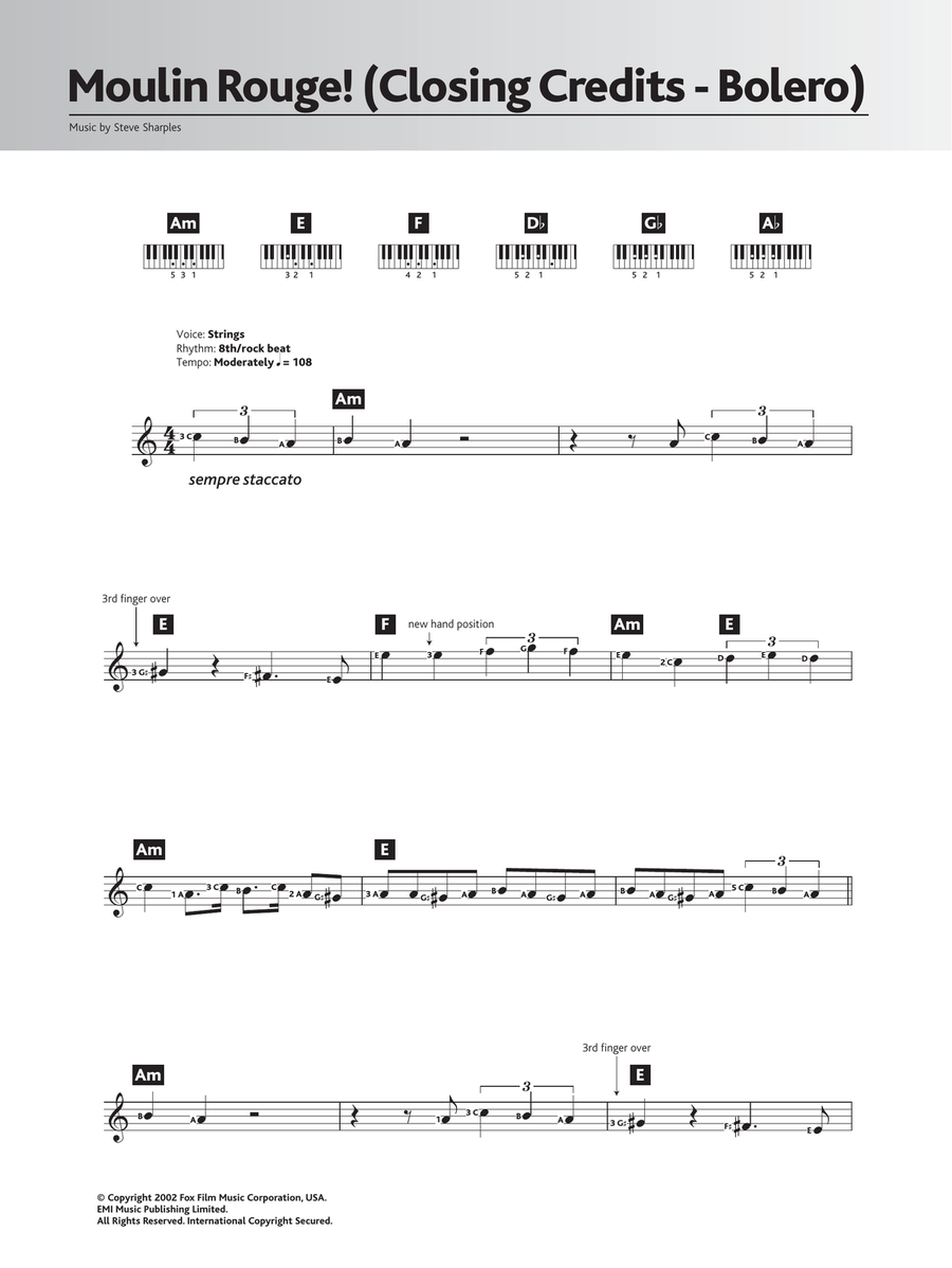 Bolero (Closing Credits from 'Moulin Rouge') Piano scores gallery preview page 1