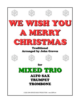 Book cover for We Wish You A Merry Christmas - Alto Sax, Trumpet, Trombone (Trio)