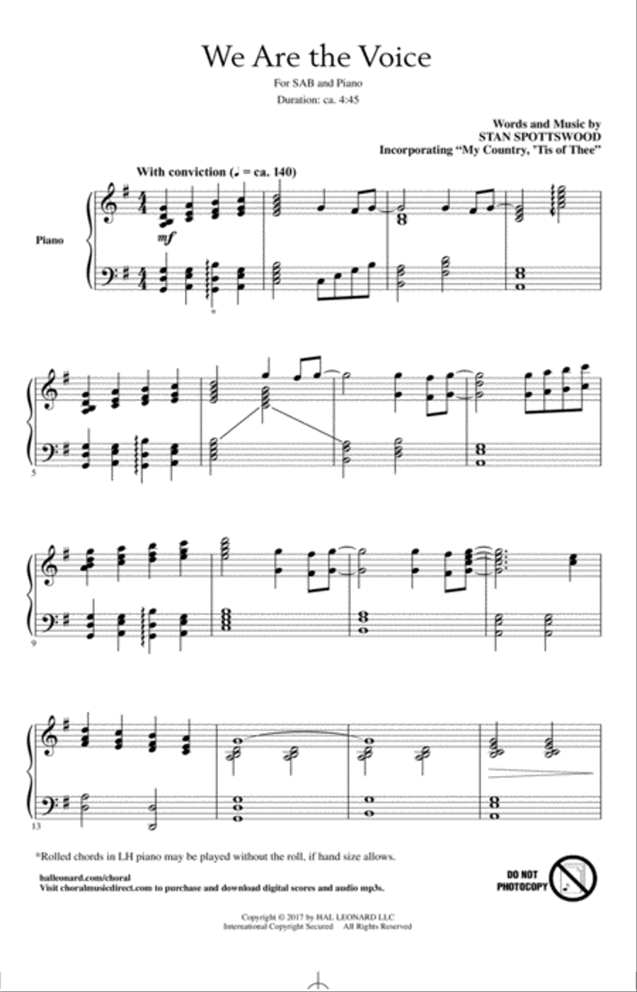 We Are The Voice We Are The Voice 3-Part scores gallery preview page 1