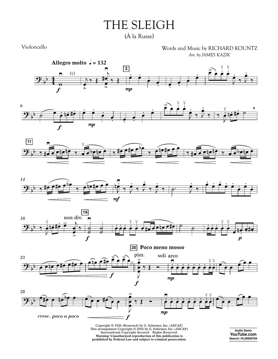 The Sleigh (À La Russe) - Cello Orchestra scores gallery preview page 1