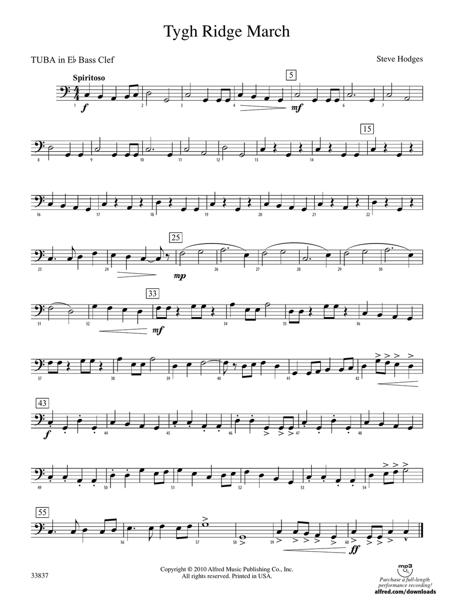 Tygh Ridge March: (World Part) E-flat Tuba B.C.